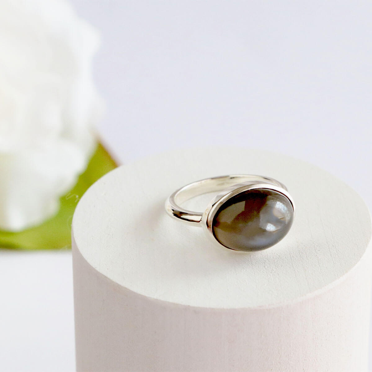 Gray Moonstone Ring